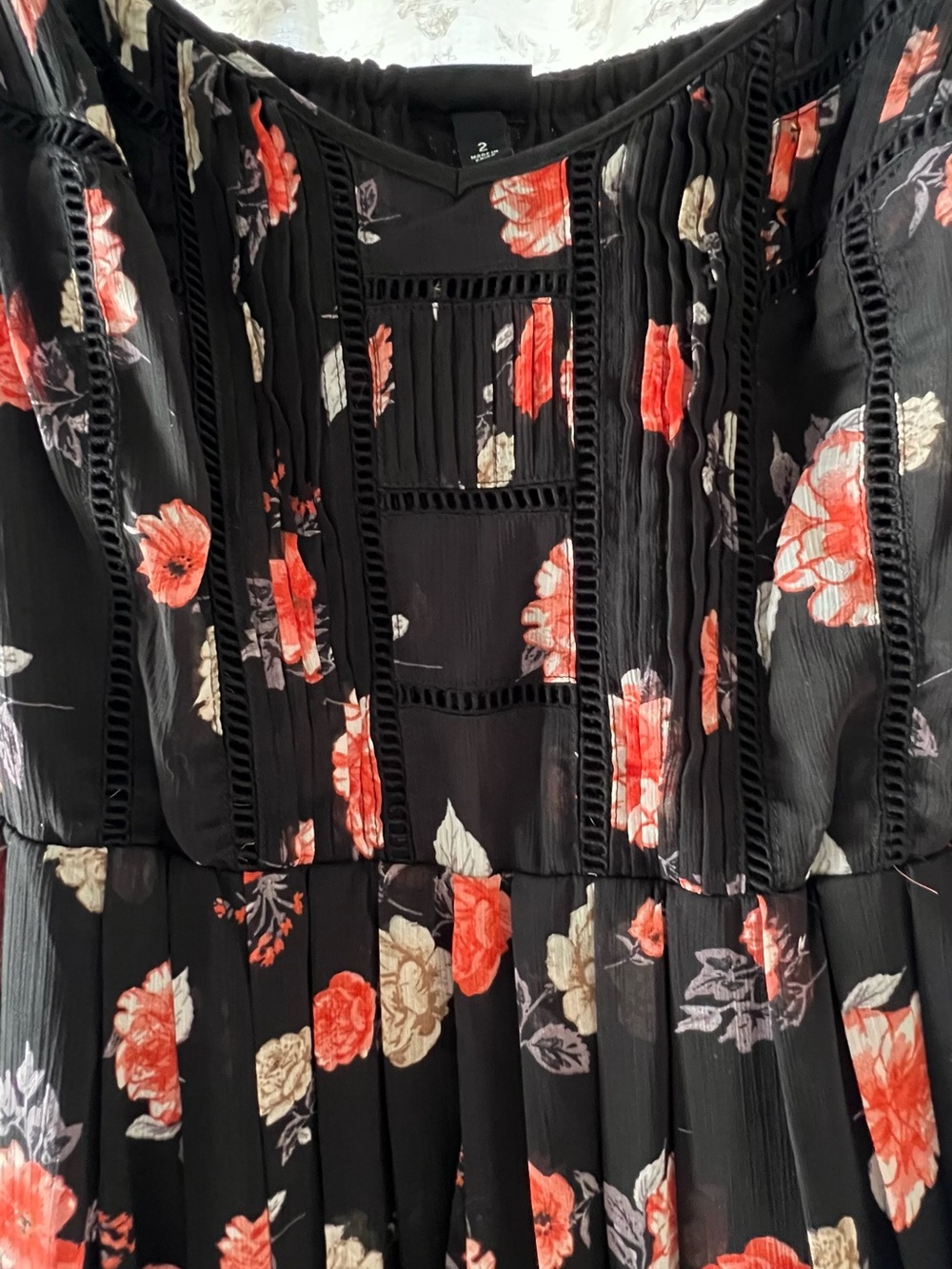 Torrid 2X Black Floral Chiffon Maxi Dress Size Sleeveless Pleated Lined Boho - Picture 7 of 9